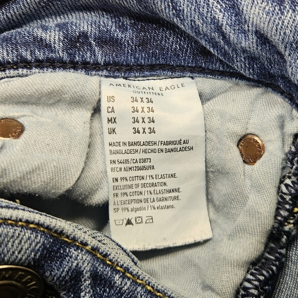 American Eagle Jeans Mens 34x34 Blue Denim Athletic Next Level Airflex - Picture 8 of 13